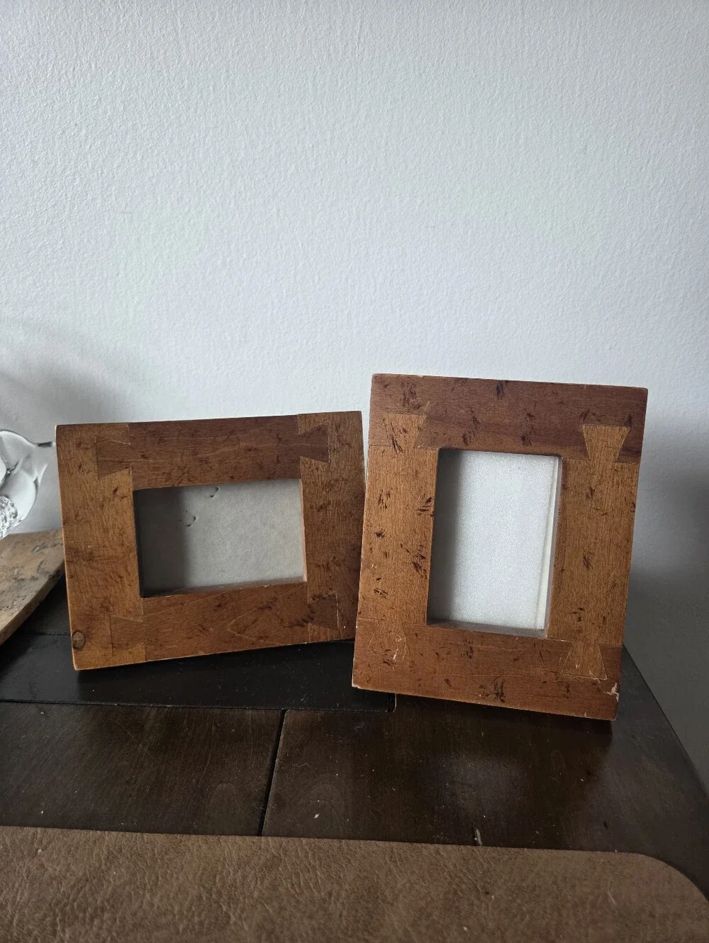 Vintage Wood Picture Frame Set with Exposed Dovetail Joinery Artisan Style